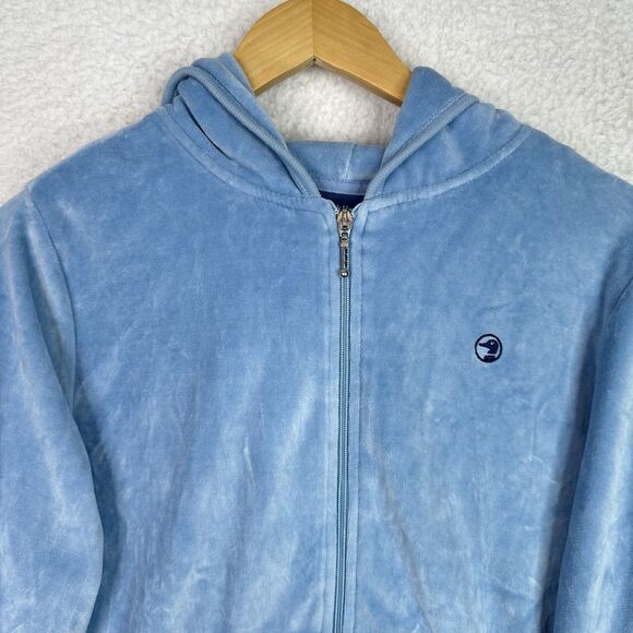 Duck Head Velour Zip Hoodie Jacket Blue 1XJP Women’s Retro Y2K Logo - Picture 2 of 10